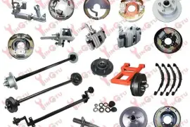 Trailer parts, axle, brakes, drums and hubs,  0