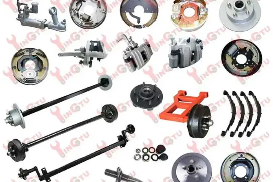 Trailer parts, axle, brakes, drums and hubs,  0