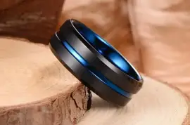 Men's Blue Groove Matte Black Tungstein Ring OY-R0, ZAR 1.00