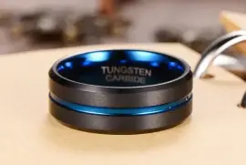 Men's Blue Groove Matte Black Tungstein Ring OY-R0, ZAR 1.00
