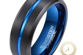 Men's Blue Groove Matte Black Tungstein Ring OY-R0, ZAR 1.00
