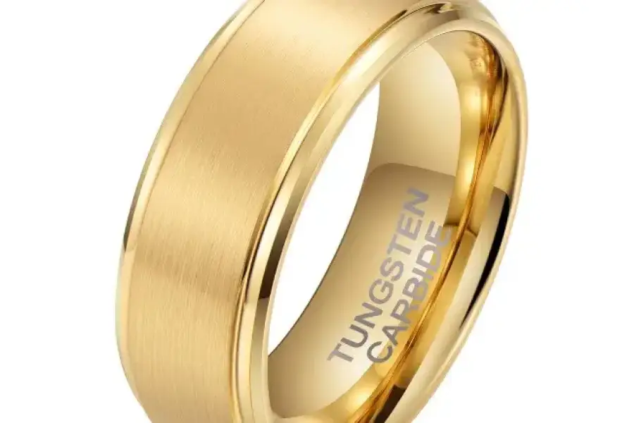MEN'S STEP BRUSHED GOLD TUNGSTEN RING OY, ZAR 1.00