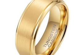 MEN'S STEP BRUSHED GOLD TUNGSTEN RING OY, ZAR 1.00